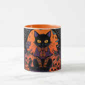 ハロウィン,カボチャ畑の徘徊者,黒猫 マグカップ (中央)