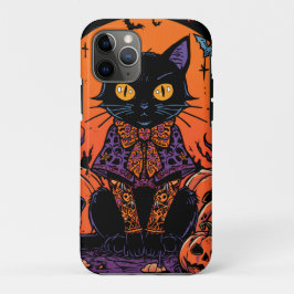 ハロウィン,カボチャ畑の徘徊者,黒猫 iPhone 11 PROケース