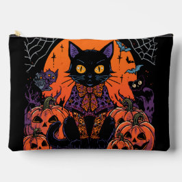 ハロウィン,カボチャ畑をうろつく者,黒猫 アクセサリーポーチ