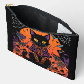 ハロウィン,カボチャ畑をうろつく者,黒猫 アクセサリーポーチ (見開き)