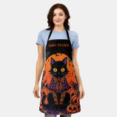 ハロウィン,カボチャ畑をうろつく者,黒猫 エプロン (着用した状態)