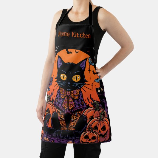 ハロウィン,カボチャ畑をうろつく者,黒猫 エプロン (インサイチュ)
