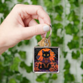 ハロウィン,カボチャ畑をうろつく者,黒猫 キーホルダー (手)