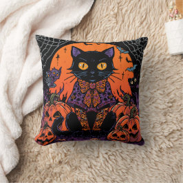 ハロウィン,カボチャ畑をうろつく者,黒猫 クッション