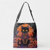 ハロウィン,カボチャ畑をうろつく者,黒猫 クロスボディバッグ (裏面)