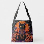 ハロウィン,カボチャ畑をうろつく者,黒猫 クロスボディバッグ (正面)