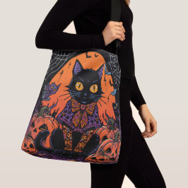 ハロウィン,カボチャ畑をうろつく者,黒猫 クロスボディバッグ
