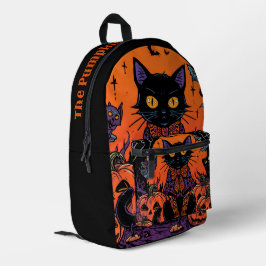 ハロウィン,カボチャ畑をうろつく者,黒猫 プリントバックパック