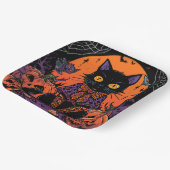 ハロウィン,カボチャ畑をうろつく者,黒猫 ペーパープレート (傾斜あり)