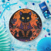 ハロウィン,カボチャ畑をうろつく者,黒猫 ペーパープレート (パーティー)