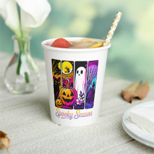 ハロウィン カボチャ おばけ ポップアート レトロ ブラック 紙コップ