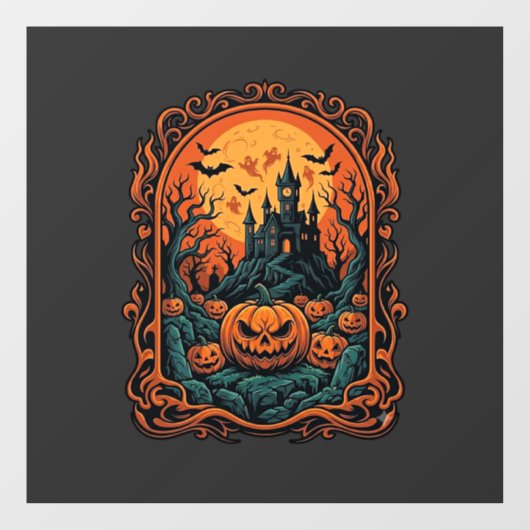 ハロウィン カボチャ お化け屋敷 満月 コウモリ ウィンドウサイン (シート)