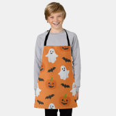 ハロウィン カボチャ コウモリ おばけ キッズ エプロン (着用した状態)