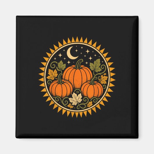 ハロウィン カボチャ コテージコア レトロ ヴィンテージ マグネット (正面)