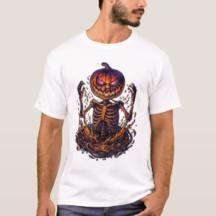 ハロウィン カボチャ スケルトン マジック ポータル 炎_1 Tシャツ