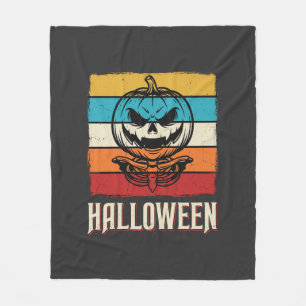 ハロウィン カボチャ ドクロ レトロ ヴィンテージ フリースブランケット