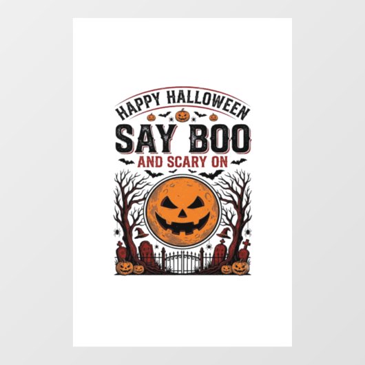 ハロウィン カボチャ ブー怖い ヴィンテージ_1 ウィンドウサイン (シート)