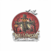 ハロウィン カボチャ 案山子 ワタリガラス コウモリ_1 シール (正面)