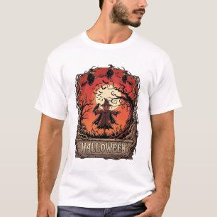 ハロウィン カボチャ 案山子 魔女 満月_1 Tシャツ