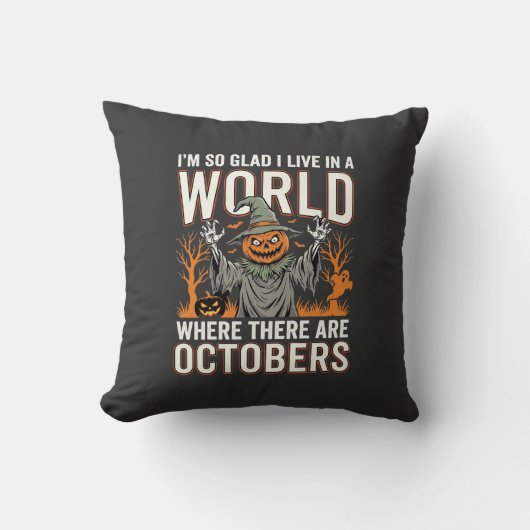 ハロウィン カボチャ 案山子 10月 世界 ヴィンテージ クッション (正面)