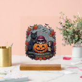 ハロウィン カボチャ 猫 ドクロ 死神 秋 紅葉 アクリルサイン (ウェディング)