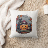 ハロウィン カボチャ 猫 ドクロ 死神 秋 紅葉 クッション (ブランケット)