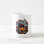 ハロウィン カボチャ 猫 ドクロ 死神 秋 紅葉 コーヒーマグカップ (中央)
