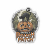 ハロウィン カボチャ 猫 荒いパッチ ビンテージ風彫刻 シール (正面)