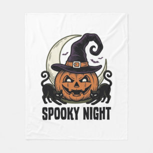 ハロウィン カボチャ 猫 魔女 の帽子 ヴィンテージTシャツ_1 フリースブランケット