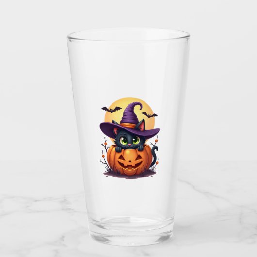 ハロウィン カボチャ 黒猫 タンブラーグラス (正面)