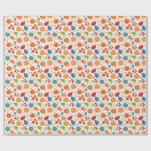 ハロウィン カラフルなパンプキンと葉 ラッピングペーパー (フラット)