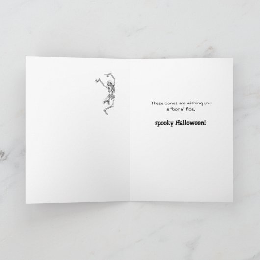 『ハロウィン・カード友人の骸骨のユーモア』 カード (内部)