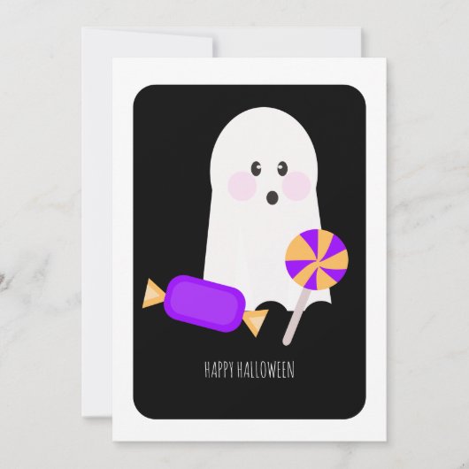 ハロウィン カード お菓子 かわいい おばけ (正面)