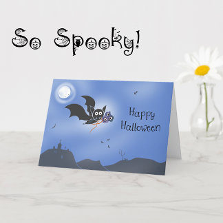 ハロウィン カード かわいいコウモリとスプーキー フラワー