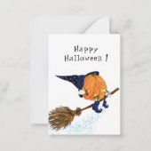 ハロウィン カード ジョーク 魔女 かぼちゃ 飛行 (正面)
