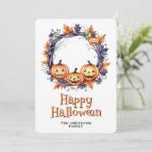 ハロウィン カード 笑うカボチャと幽霊 (スタンド正面)