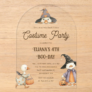 ハロウィン+ガチョウ+子供+誕生日+コスチューム+パーティー アクリル招待状