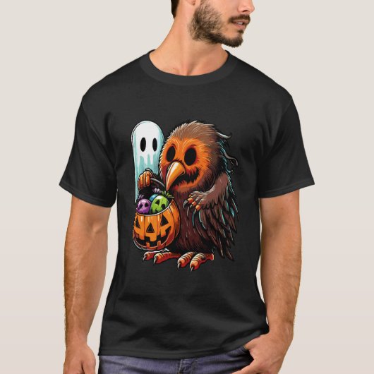 ハロウィン キウイ 鳥 おばけ スイーツ お菓子入れ 4 Tシャツ (正面)