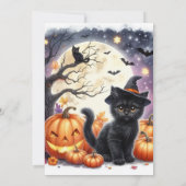 ハロウィン キッズ かわいい 黒猫 パンプキン パーティー 招待状 (裏面)