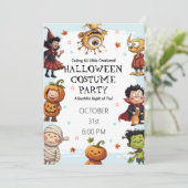 ハロウィン キッズ コスチューム パーティー | かわいい小さなモンスター 招待状 (スタンド正面)