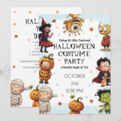 ハロウィン キッズ コスチューム パーティー | かわいい小さなモンスター 招待状 (正面/裏面)