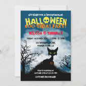 ハロウィン キッズ 誕生日会 スプーキーキャット 招待状 (正面)