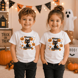 ハロウィン キッズTシャツ - オリジナル かわいい猫デザイン トドラーTシャツ