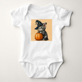ハロウィン+キティ+ウィッチ, 子猫の魔女, ハロウィンの猫 ベビーボディスーツ