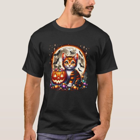 ハロウィン キティ 猫 子猫 女子 グラフィック Tシャツ (正面)