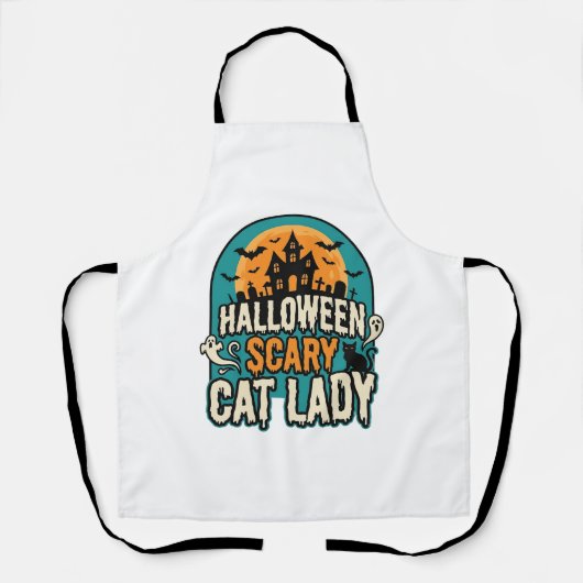 ハロウィン キャット レディ スケアリー ビンテージ 幽霊屋敷_1 エプロン (正面)