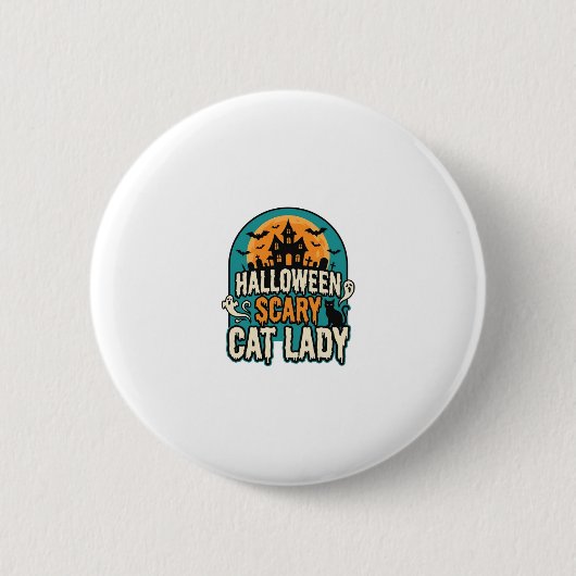 ハロウィン キャット レディ スケアリー ビンテージ 幽霊屋敷_1 缶バッジ (正面)