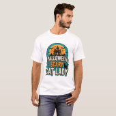 ハロウィン キャット レディ スケアリー ヴィンテージ 幽霊屋敷_1 Tシャツ (正面フル)