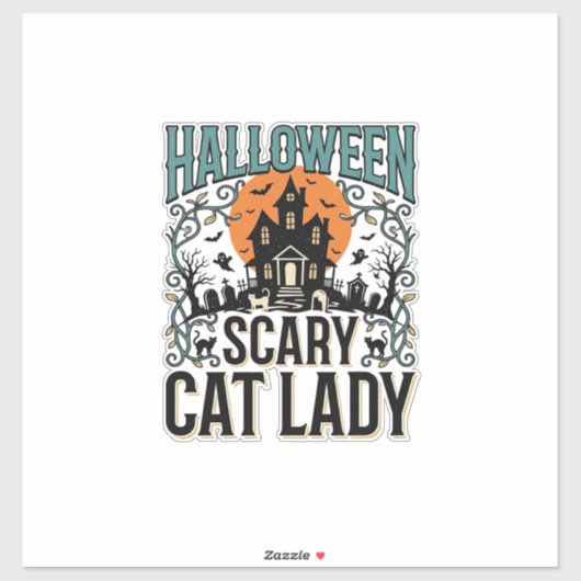 ハロウィン キャット レディ スケアリー 幽霊の館 ビンテージ_1 シール (シート)