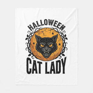 ハロウィン キャット レディ ヴィンテージ 黒猫 Tシャツ デザイン フリースブランケット